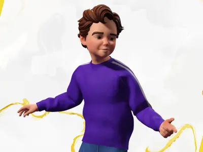 Stylized Toon Boy in Sporty Outfit  Rigged 3D Character Athletic Low-poly 3D model