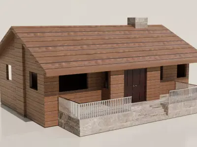 WOOD CABIN Low-poly 3D model