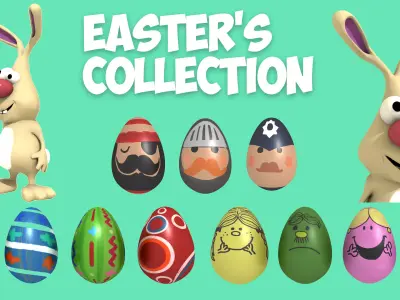 Easter Collection cartoon bunny with nose Low-poly 3D model