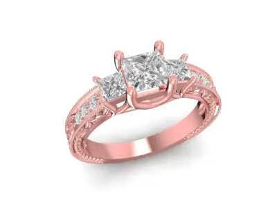 Elegant Three Stone Engagement Ring for Women   1996 3D print model