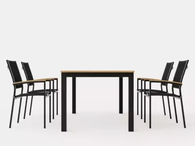 Twin dining set Low-poly 3D model