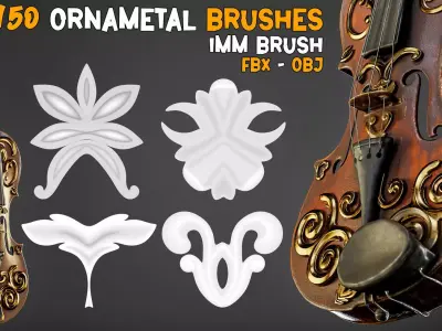 150 Ornamental Brushes and  IMM - Vol 45 Low-poly 3D model