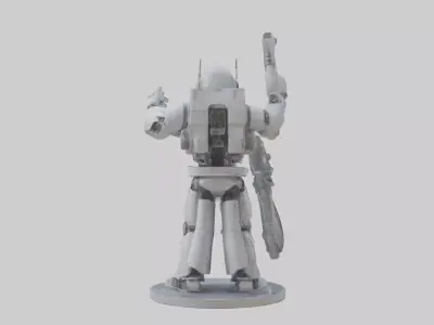 Robot Engineer statue model Low-poly 3D model