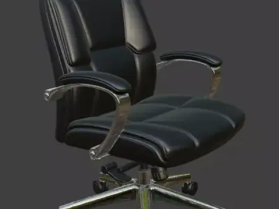 Modern Black Leather Executive Office Chair High Detail 3D Model 3D model