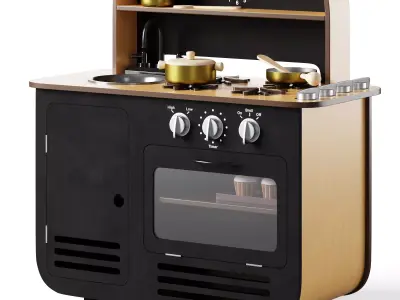 Modern Chef Large Wooden Kitchen Playset 3D model