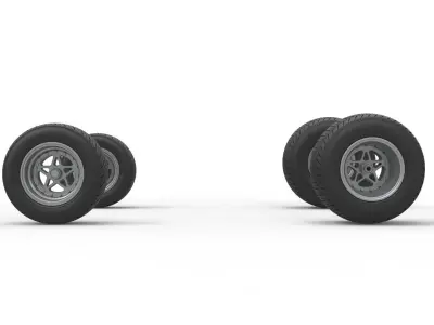 Wheel Set of Midget car Scale 1 to 25 3D print model