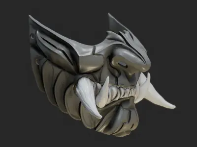 Oni Mask 16 Demon Half Face 3D print model 3D print model