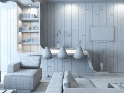 Reception Hall interior scene design 3D model