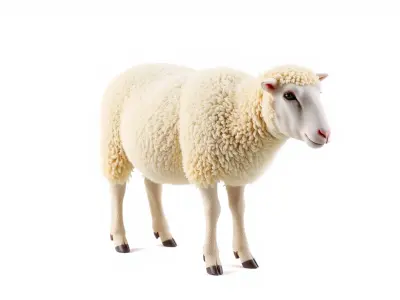 Fluffy White Sheep Grazing model pack Low-poly 3D model