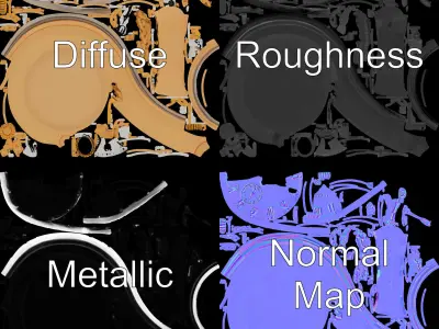 Vintage Pocket Watch D Model Pack Low-poly 3D model