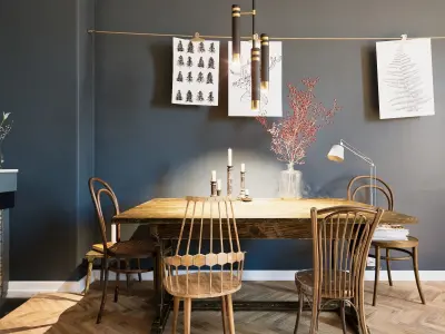 Chandelier Level lamp V3 black and brass SKU 5021 Free 3D model