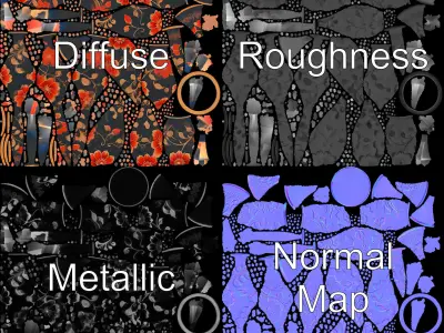 Decorative Floral Vase D Model Pack Low-poly 3D model