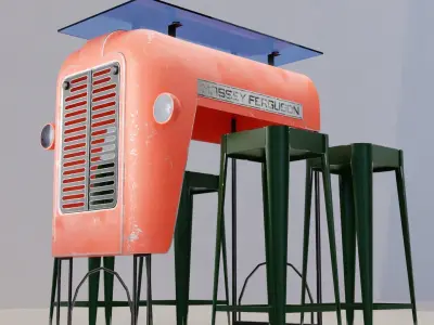 LOW POLY 3D TRACTOR TABLE Low-poly 3D model