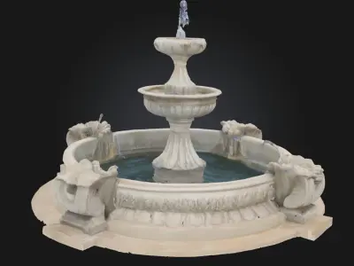 Grandstone Cascade  Sculpted Majesty in Flowing Stone 3D model
