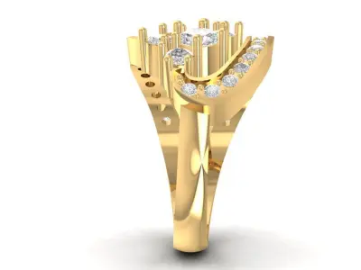 Luxury Multi Layer Diamond Gold Ring for Women 876 3D print model