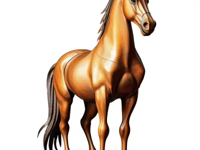 Golden Stallion Sculpture model pack Low-poly 3D model