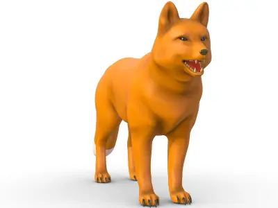 High Poly Model Beautiful Red Fox Low-poly 3D model