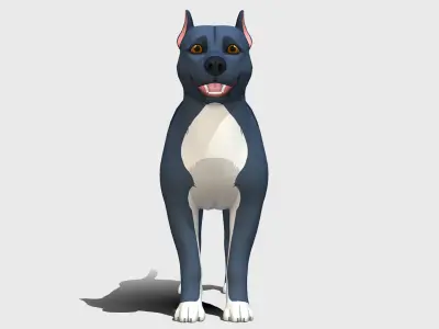 Cartoon Dog - Pitbull Low-poly 3D model