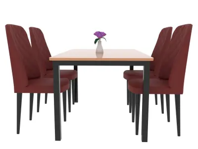 Dining Table with Chair Low-poly 3D model