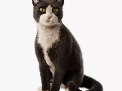  Cat Tuxedo Rigged Animated 3D model