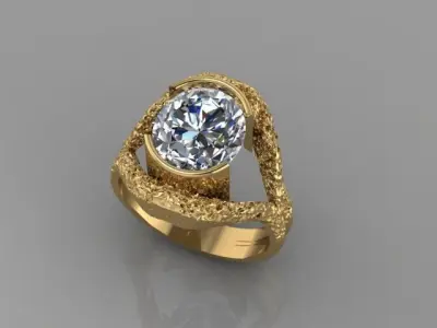 3 HAMMERED OVAL RING 3D print model