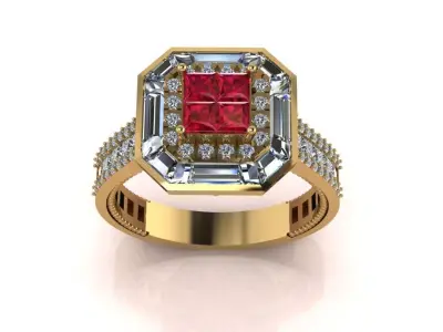 Band Solitaire Ring Jewelry model - for Him 3D print model