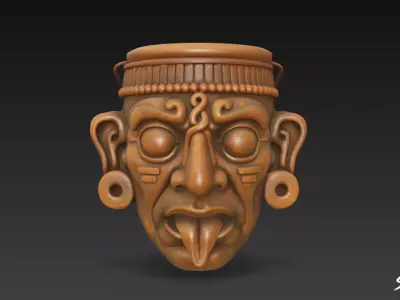 Mask of Kinich Ahau Low-poly 3D model