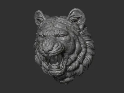 Tiger grin on the wall 3D print model