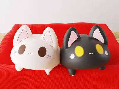 Hover Kitty VRCHAT READY Black and White  Low-poly 3D model