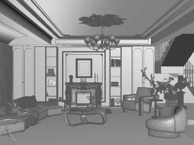 French style living room 3D model