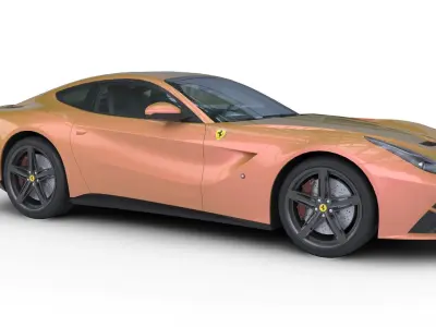Ferarri F12 Berlinetta Realistic Vehicle with Interior Low-poly 3D model