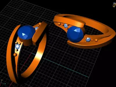 Women Ring 22 simple style diamond cut stone ring for women 3D print model