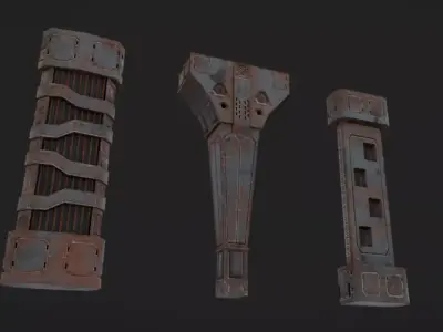 SciFi Columns Low-poly 3D model