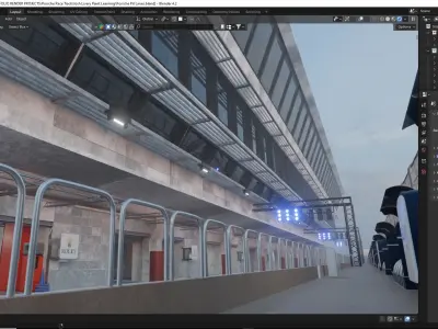Race Track Pit Lanes 3D model