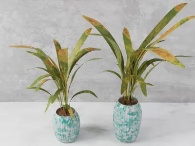  Marble Vase with Draught palm leaf  3D model