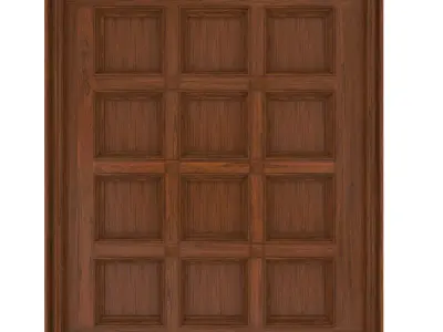 Classic wooden ceiling with caissons 01 3D model