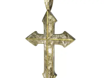 High-Poly Brass silvering Arrow-shaped cross 3D model