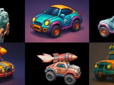 Stylized Car Advanced model bundle 13 pack 100 glb 3D model