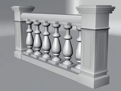 Stone Balustrade Balcony Terrace Low-poly 3D model