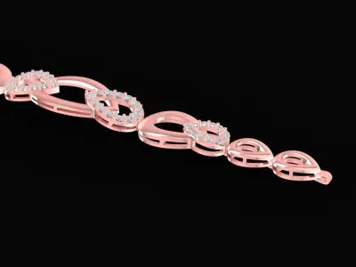 Elegant Heart Link Diamond Bracelet for Women 2394 3D print model