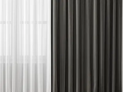 Curtain living room with curtains 3D model