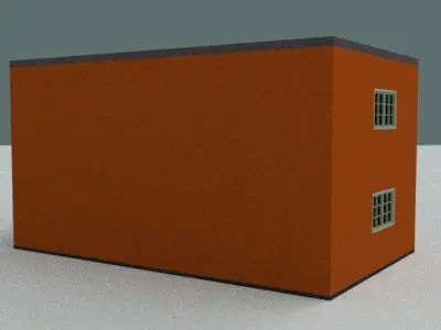 Simple Orange Building Low-poly 3D model
