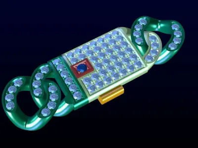 Diamond Cuban bracelet 9 3D print model