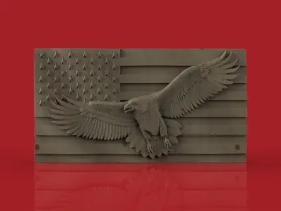 American Flag with Eagle 3D print model
