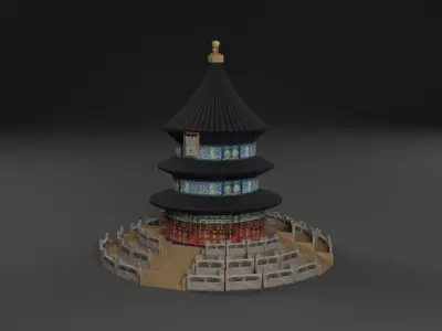 Low Poly China The Temple of Heaven Low-poly 3D model