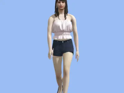 Casual girl walking 3D model