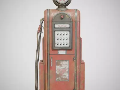 Gas Pump - Texaco 60s Dirty Low-poly 3D model