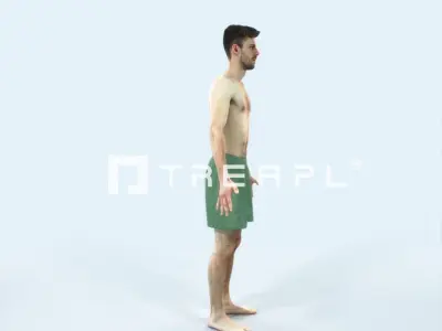 Posture I Beach Animated Rigged Sports Man Low-poly 3D model
