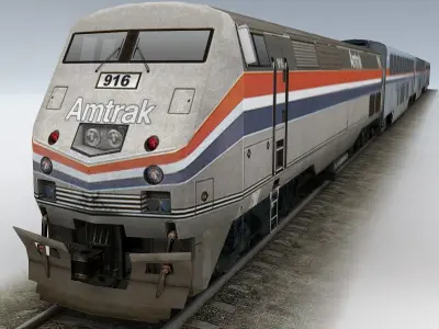 Amtrak set of rolling stock Low-poly 3D model