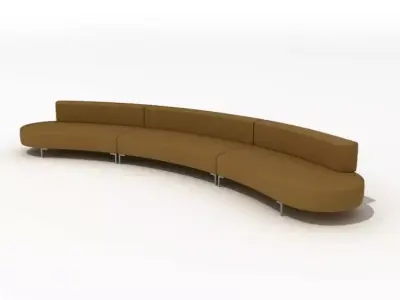 Long Brown Sofa 3D model